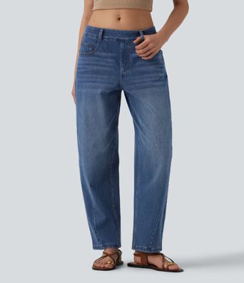 Jean Barrel Halara Flex™ casual taille basse jambes tonneau avec poches