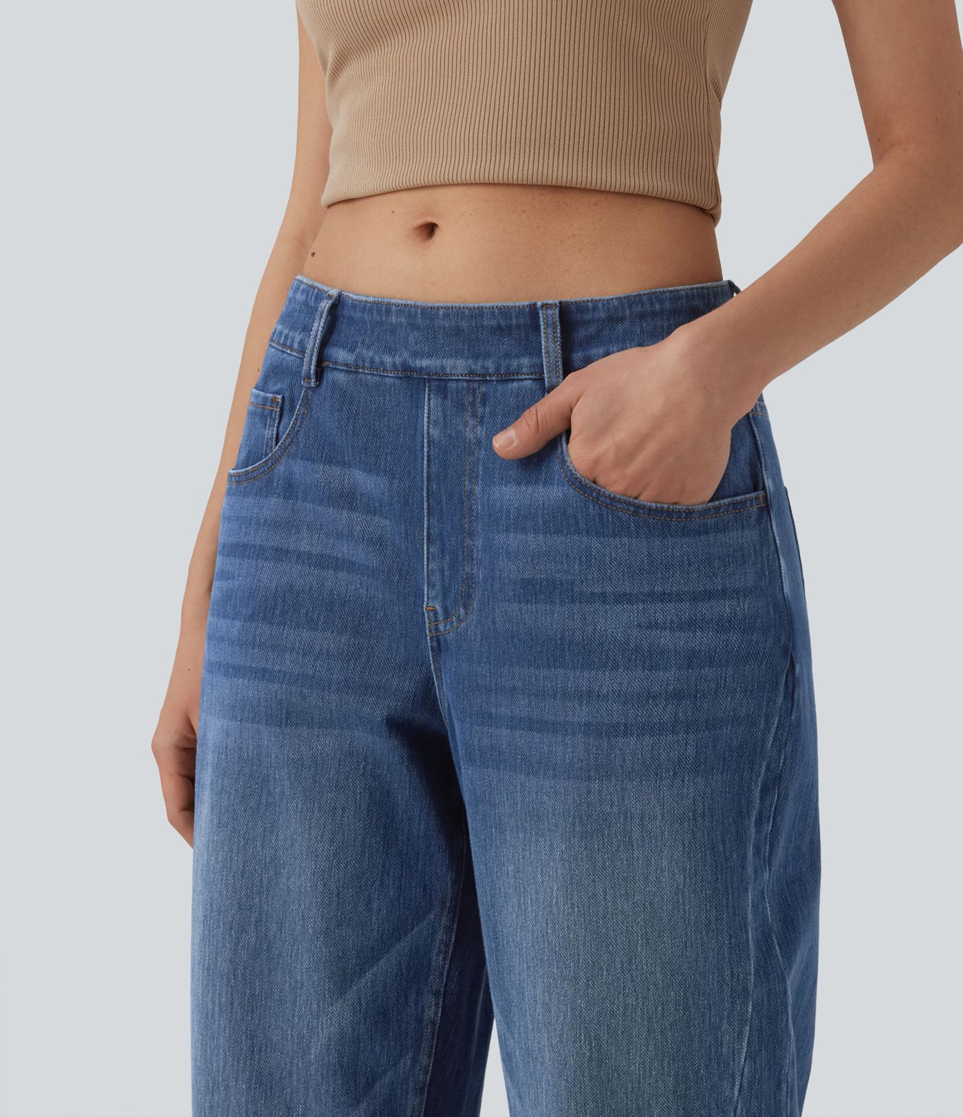 Jean Barrel Halara Flex™ casual taille basse jambes tonneau avec poches