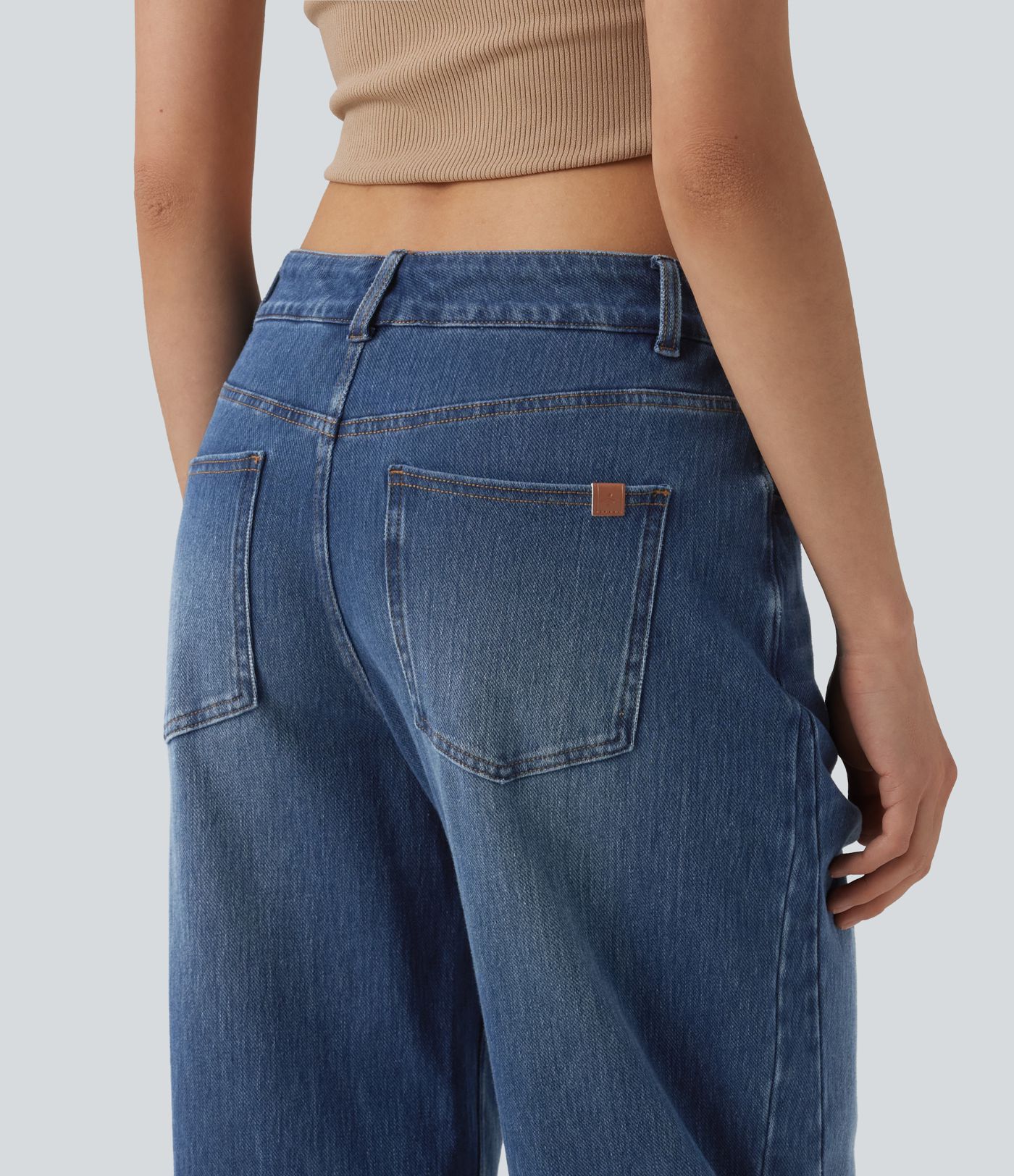 Jean Barrel Halara Flex™ casual taille basse jambes tonneau avec poches