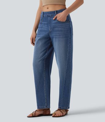 Jean Barrel Halara Flex™ casual taille basse jambes tonneau avec poches