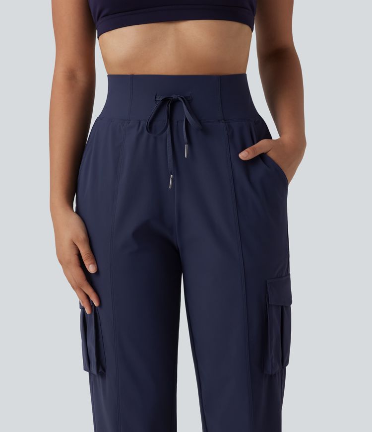 High Waisted Drawstring Quick Dry Cool Touch Casual Cargo Joggers with Pockets-UPF40+
