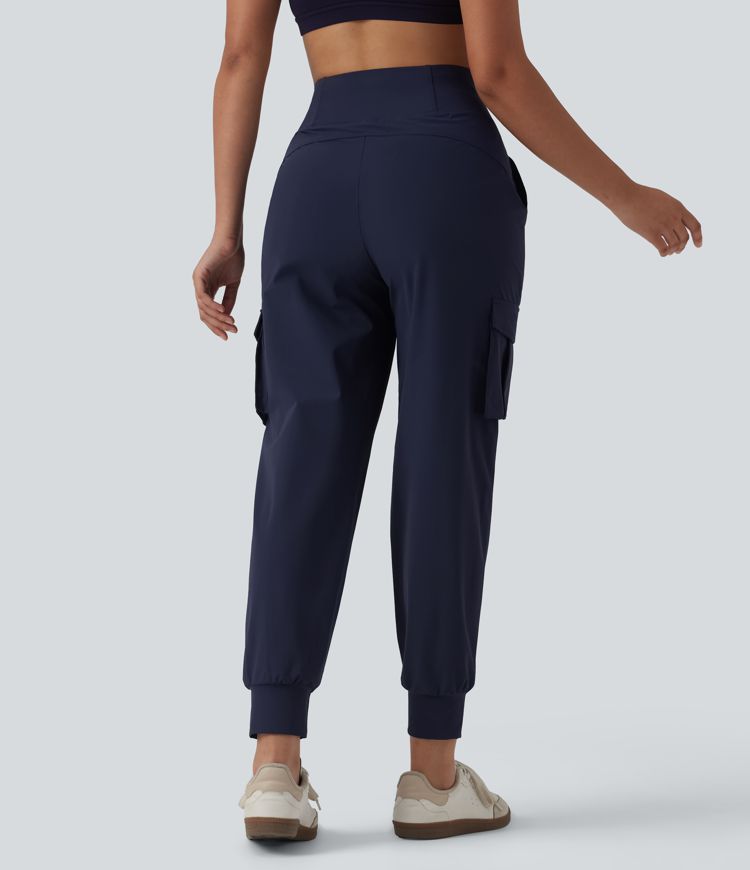 High Waisted Drawstring Quick Dry Cool Touch Casual Cargo Joggers with Pockets-UPF40+