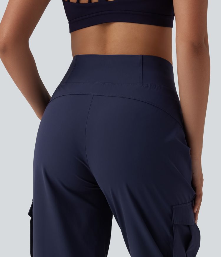 High Waisted Drawstring Quick Dry Cool Touch Casual Cargo Joggers with Pockets-UPF40+
