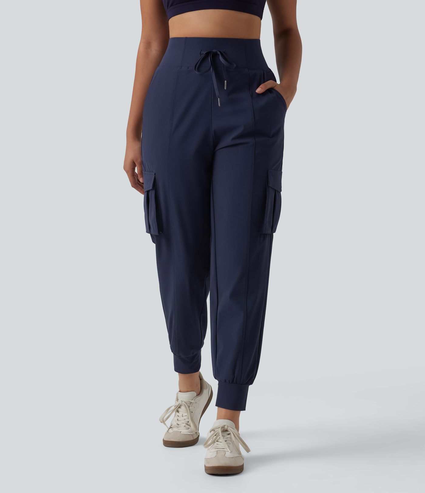 High Waisted Drawstring Quick Dry Cool Touch Casual Cargo Joggers with Pockets-UPF40+
