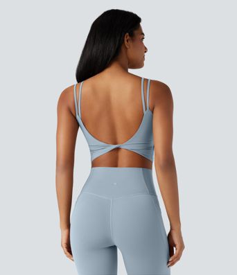 Halara UltraSculpt™ Double Straps Twisted Backless Cropped Yoga Tank Top