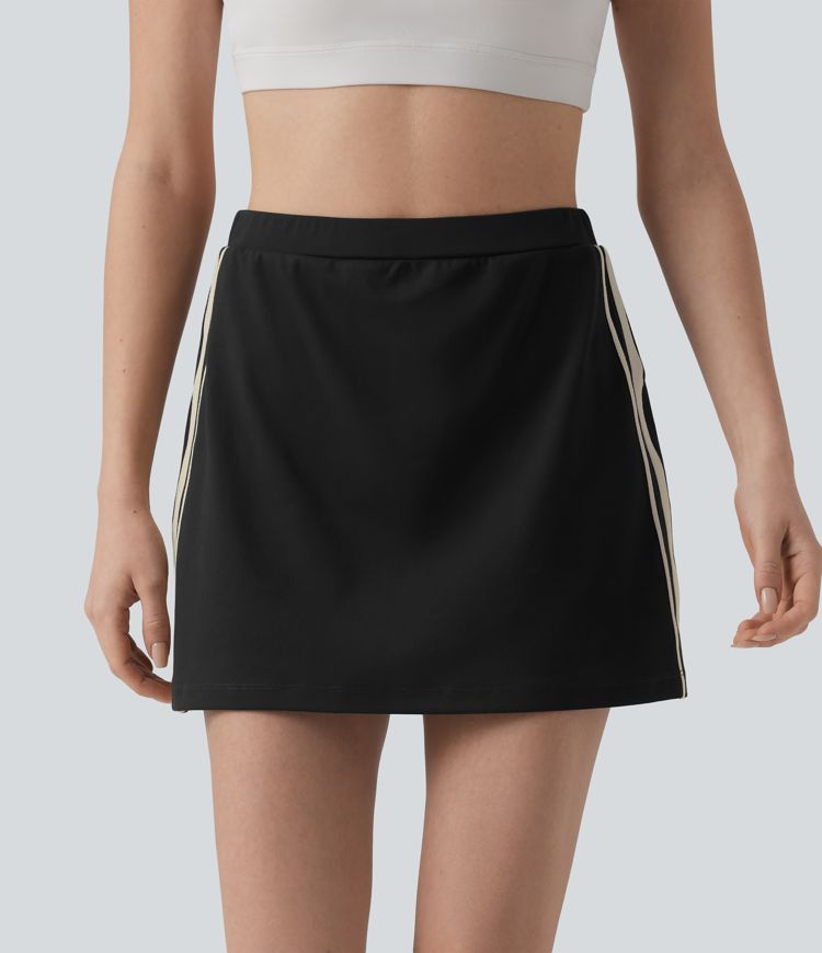 Jupe-short de tennis DayStretch 2-en-1 mini taille haute color block à rayures avec poches