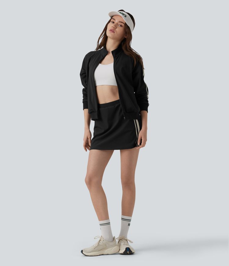 Jupe-short de tennis DayStretch 2-en-1 mini taille haute color block à rayures avec poches