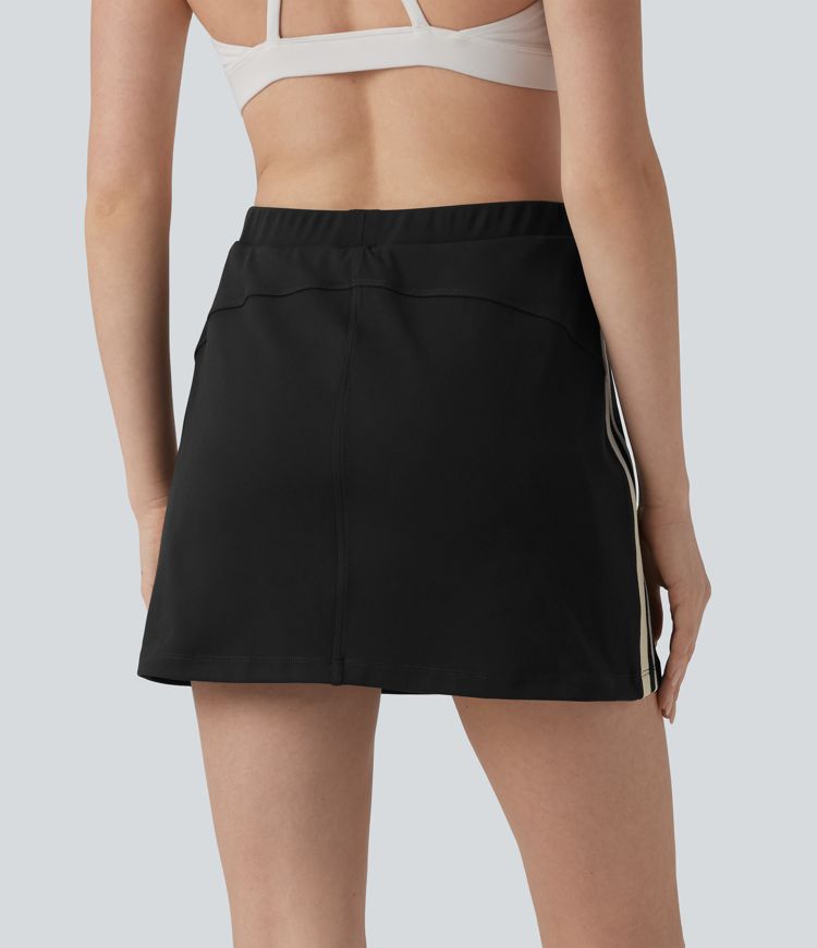 Jupe-short de tennis DayStretch 2-en-1 mini taille haute color block à rayures avec poches