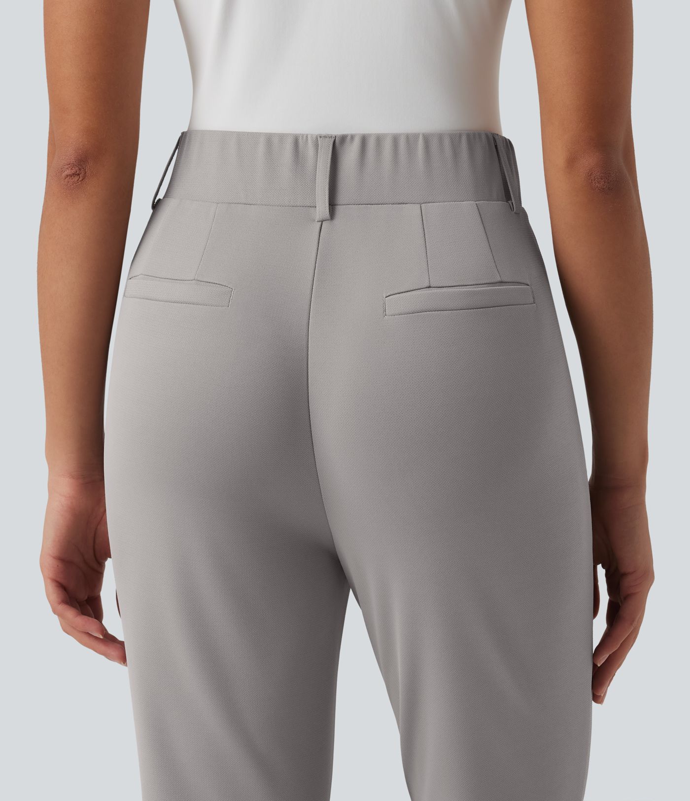 Pantalon de golf fuselé crêpe taille haute avec poches