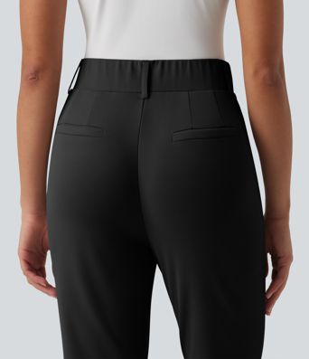 Pantalon de golf en crêpe taille haute, coupe fuselée, avec poches