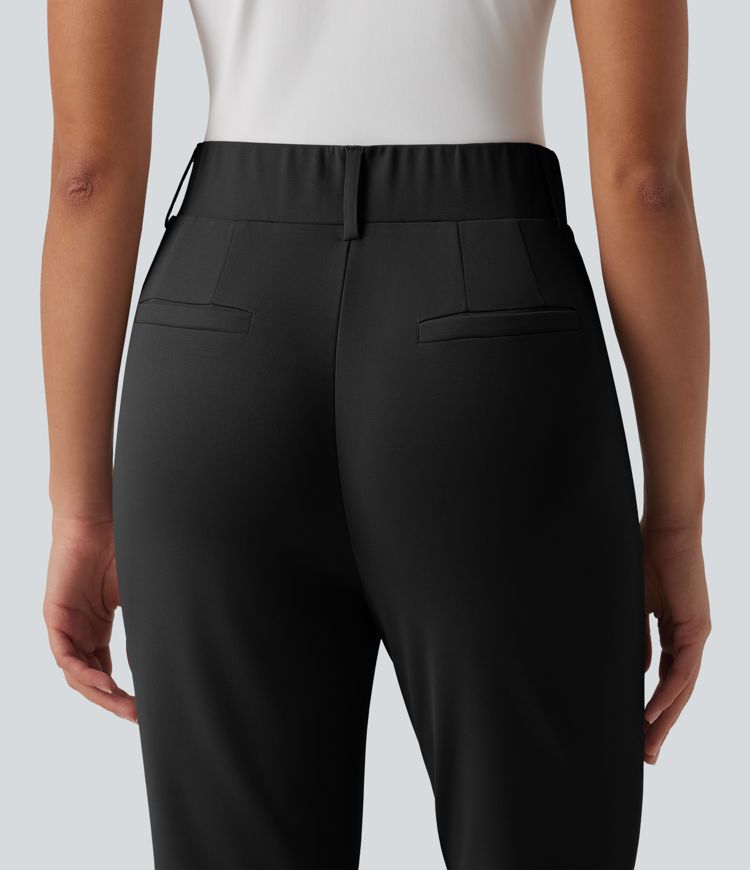 Pantalon de golf en crêpe taille haute, coupe fuselée, avec poches