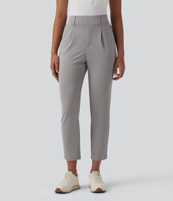 Pantalon de golf en crêpe taille haute, coupe fuselée, avec poches