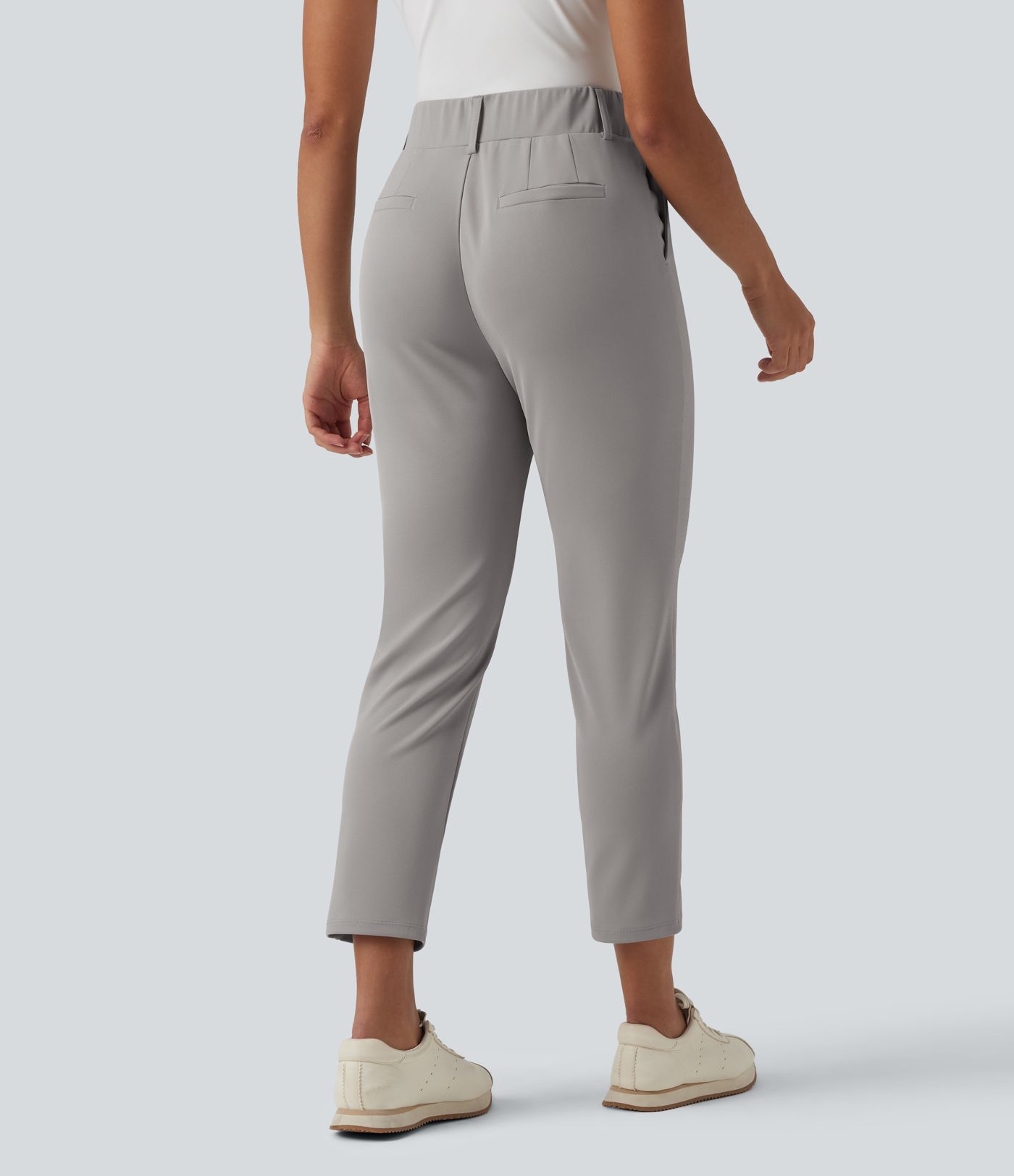 Pantalon de golf fuselé crêpe taille haute avec poches