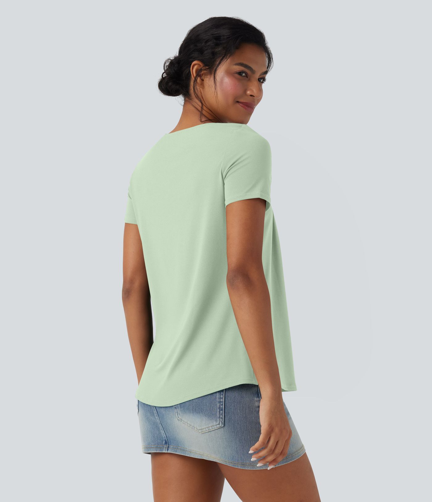 Haut casual col carré manches courtes