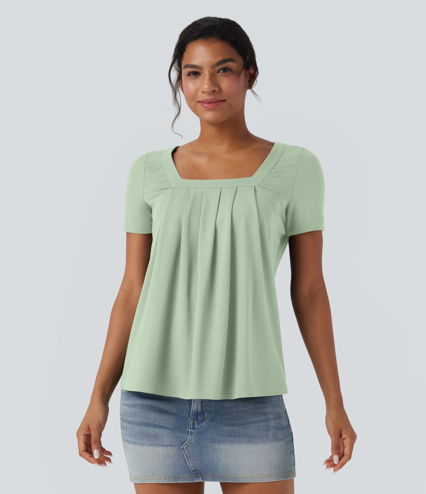 Haut casual col carré manches courtes
