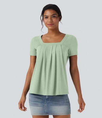 Haut casual col carré manches courtes