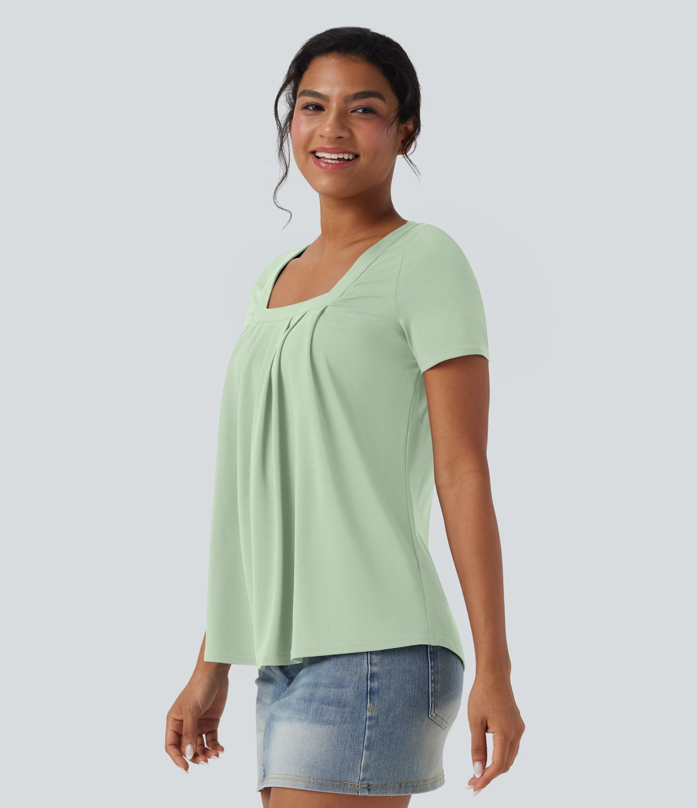 Haut casual col carré manches courtes