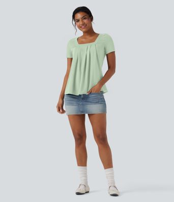 Haut casual col carré manches courtes