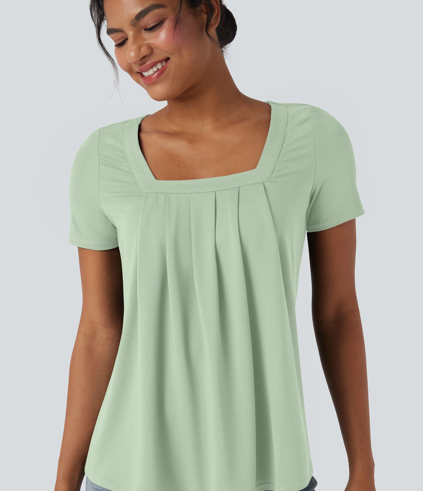 Haut casual col carré manches courtes