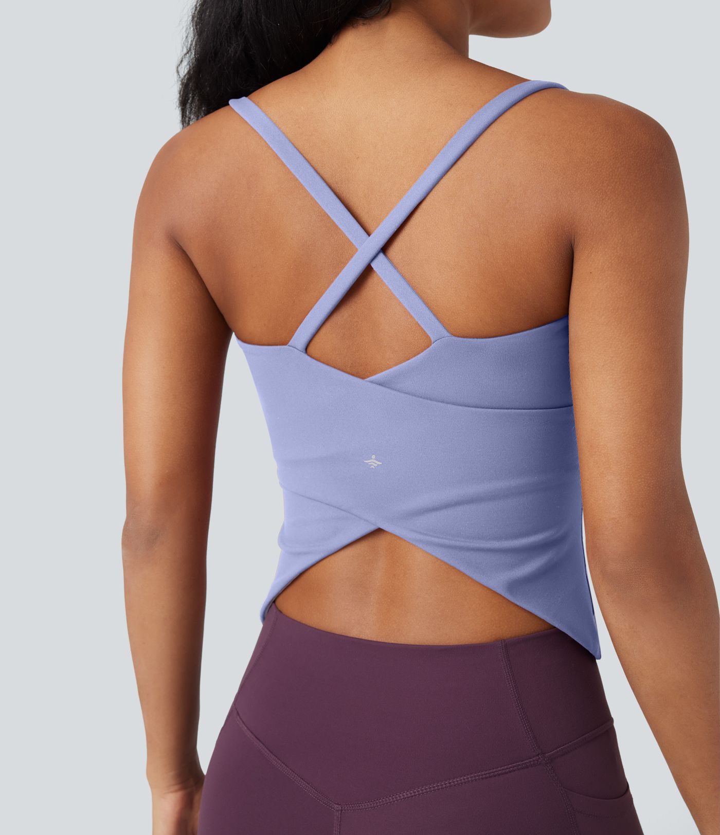 Scoop Neck Crisscross Back Crossover Hem Yoga Cami Top