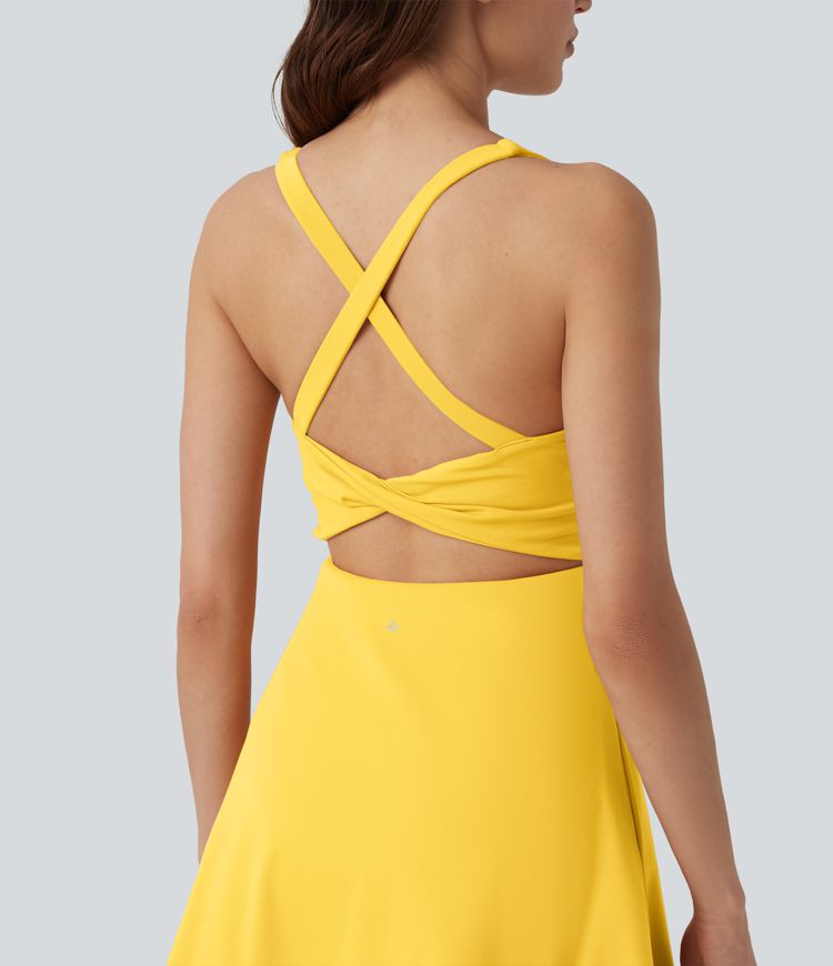 SoftlyZero™ Rochie mini 2-în-1 pentru dans și activă, din pluș, cu decolteu în V și buzunare — Ediția Easy Peezy