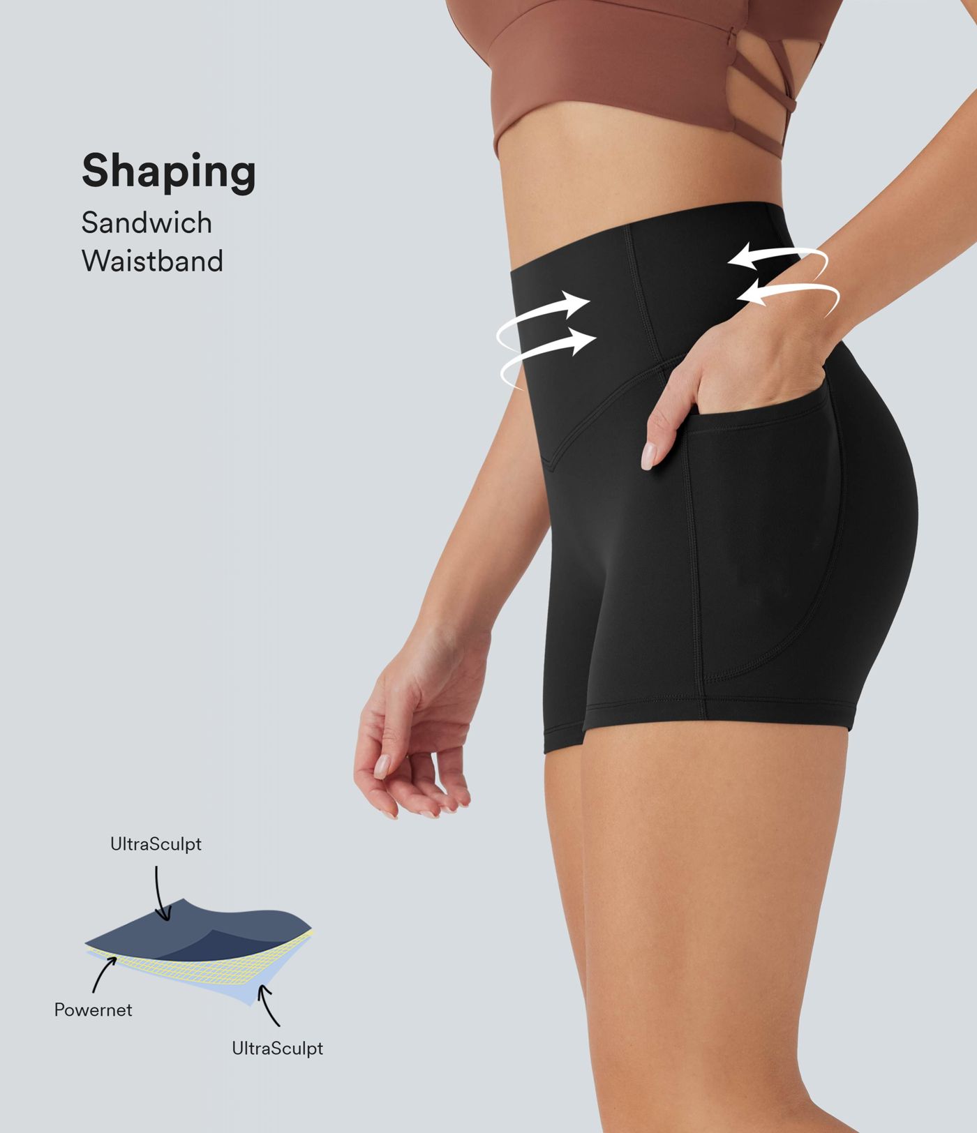 Halara UltraSculpt™ High Waisted Tummy Control Pocket Shaping Training Bike Running Shorts 3''