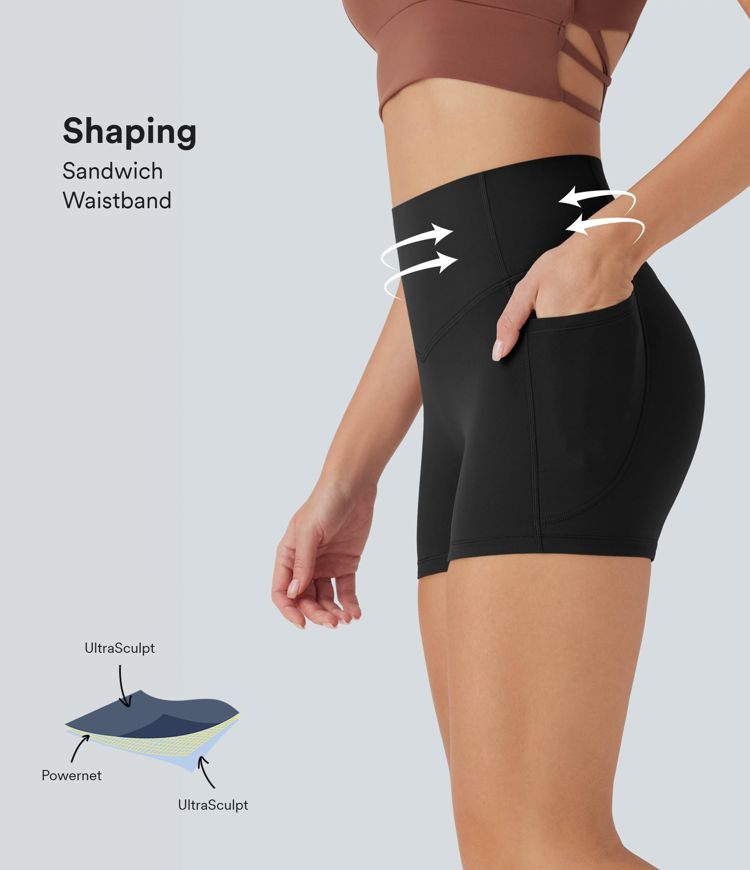 Halara UltraSculpt™ High Waisted Tummy Control Pocket Shaping Training Bike Running Shorts 3''