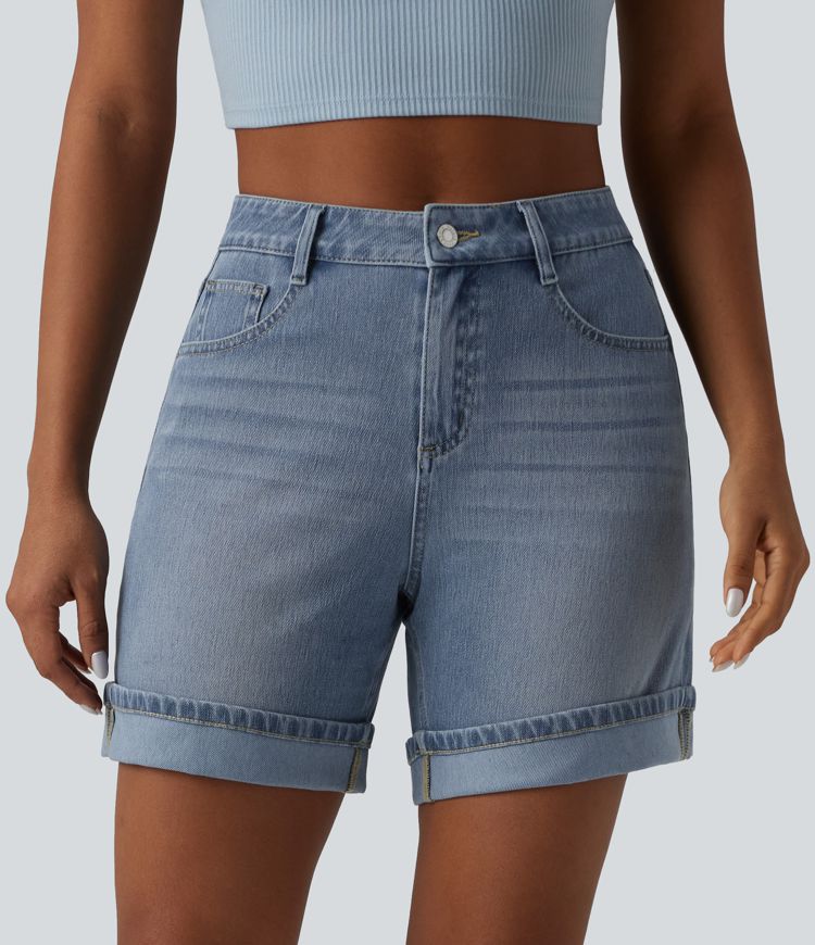 Short en jean Halara Flex™ casual taille haute 15 cm avec poches