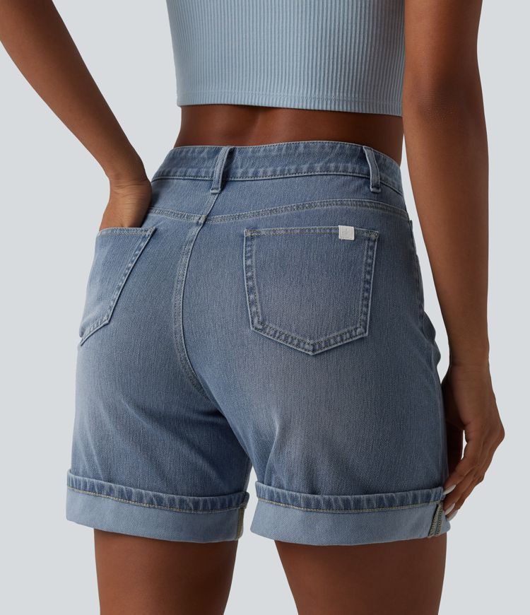 Short en jean Halara Flex™ casual taille haute 15 cm avec poches