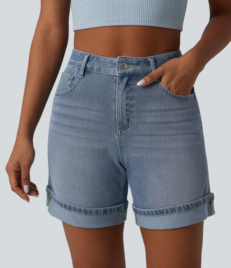 Halara Flex™ High Waisted Denim Casual Shorts 6'' with Pockets