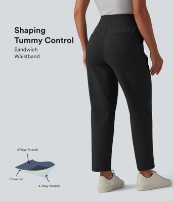Halara Flex™ DayStretch pantalones de trabajo de tiro alto con control abdominal, pierna cónica y bolsillos