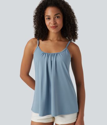 Caraco décontracté 2-en-1 froncé avec brassière intégrée bretelles réglables