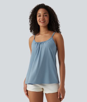 Caraco décontracté 2-en-1 froncé avec brassière intégrée bretelles réglables