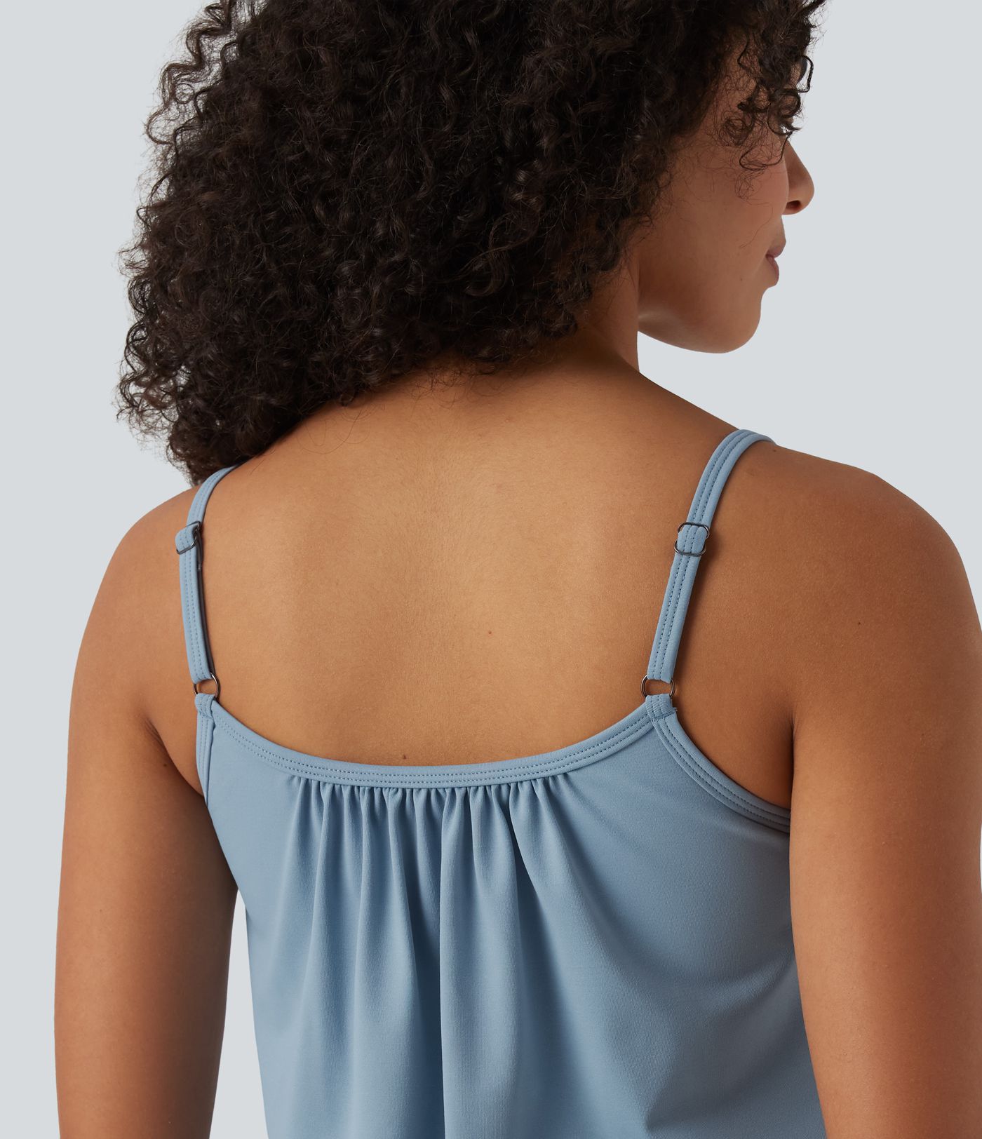 Caraco décontracté 2-en-1 froncé avec brassière intégrée bretelles réglables