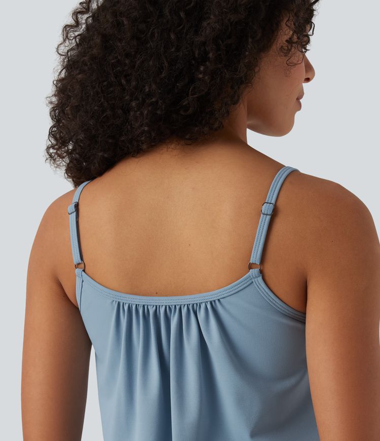 Caraco décontracté 2-en-1 froncé avec brassière intégrée bretelles réglables