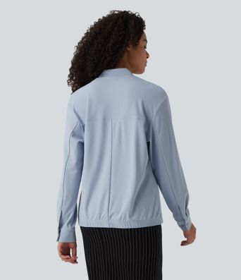 Langarm-Arbeitsbluse mit V-Ausschnitt