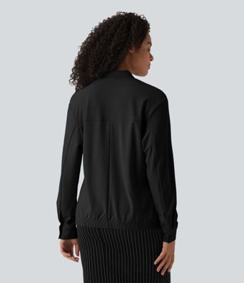 V Neck Long Sleeve Work Blouse