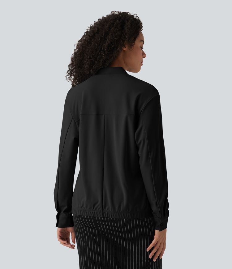 V Neck Long Sleeve Work Blouse