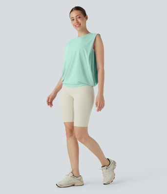 Débardeur de yoga col rond froncé, tissu rafraîchissant - Protection UPF50+