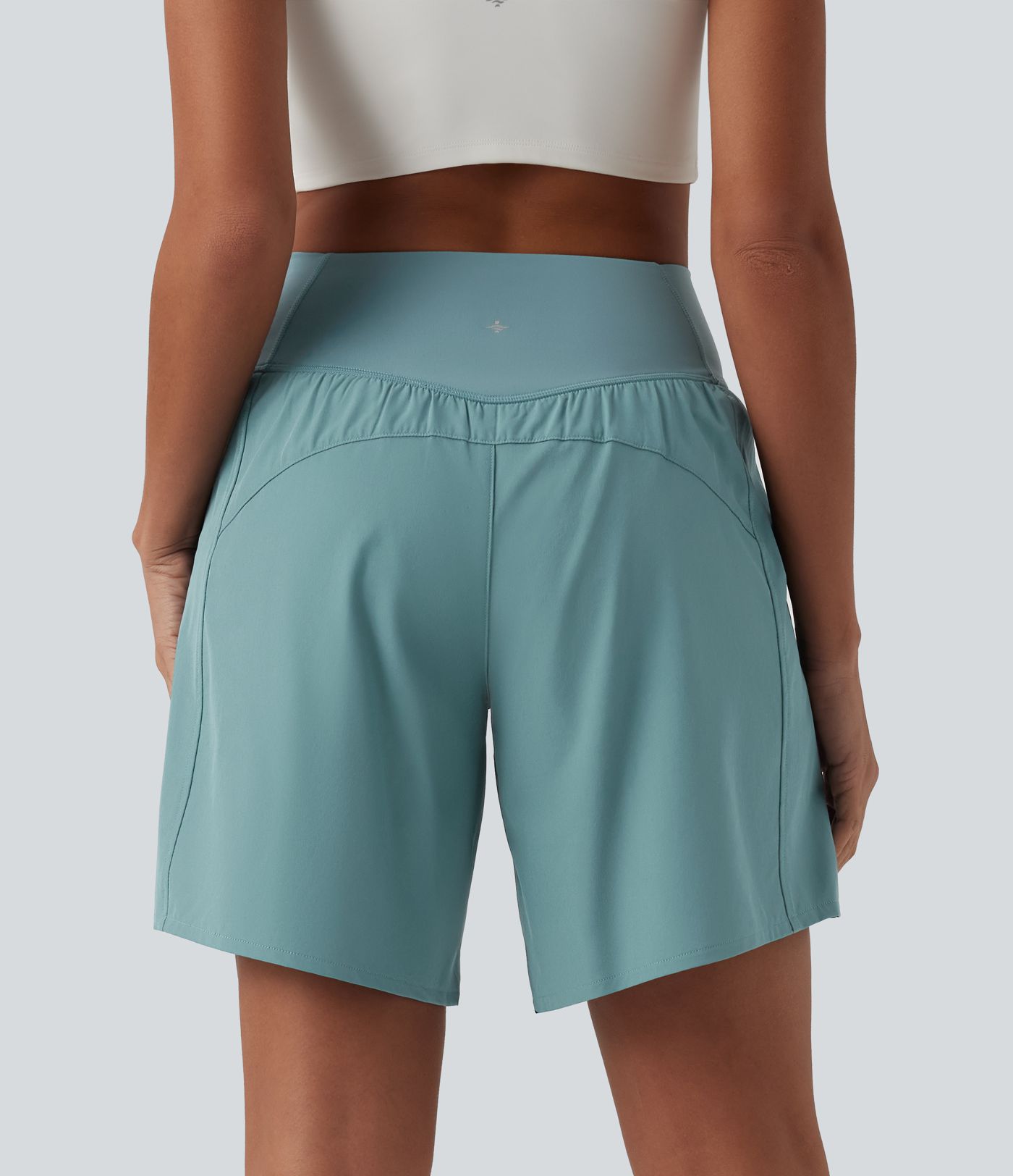 Breezeful™ High Waisted Crossover 2-in-1 Quick Dry Yoga Shorts 7'' with Pockets