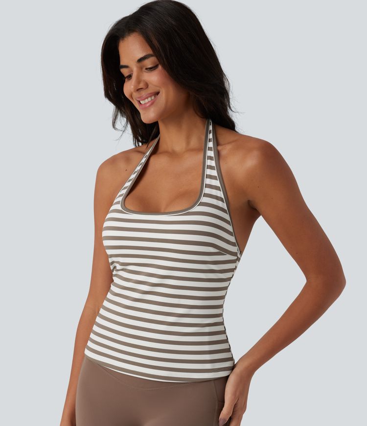 Halter Stripe Yoga Tank Top