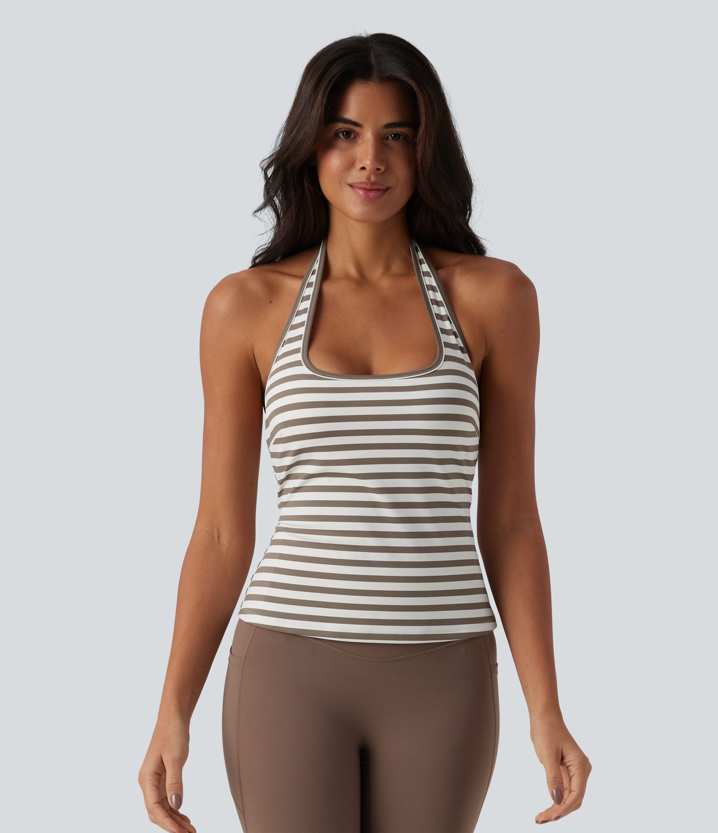 Halter Stripe Yoga Tank Top