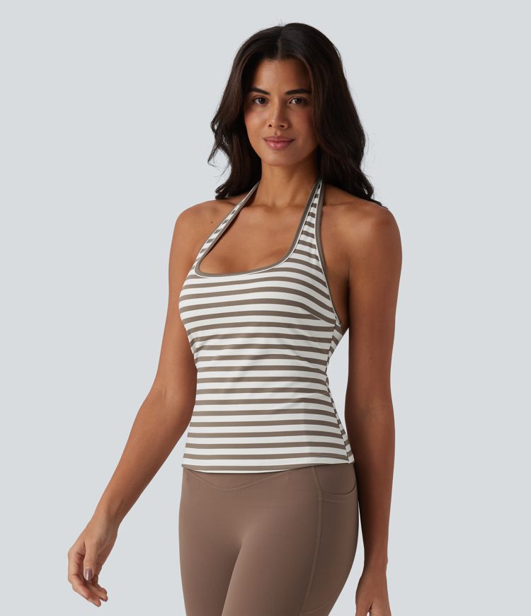 Halter Stripe Yoga Tank Top