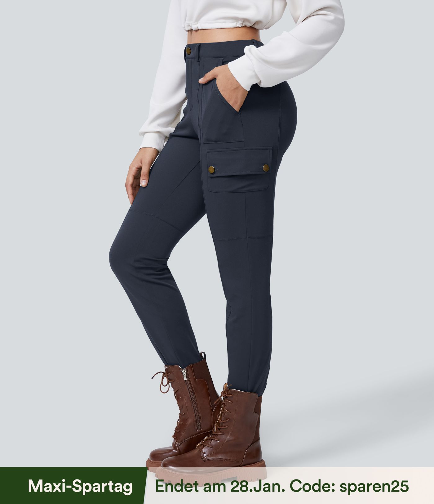 DayStretch - Cargo-Hose mit hohem Bund, Seitentaschen und schmaler Passform