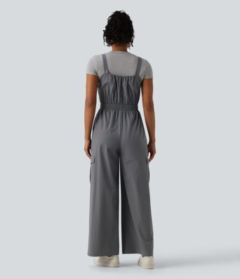 Adjustable Straps Zipper Casual Cargo Overalls with Pockets