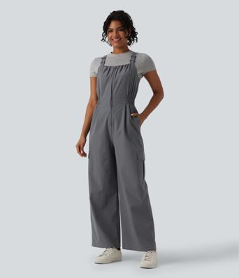 Adjustable Straps Zipper Casual Cargo Overalls with Pockets