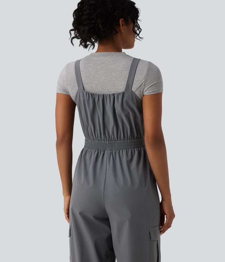 Adjustable Straps Zipper Casual Cargo Overalls with Pockets