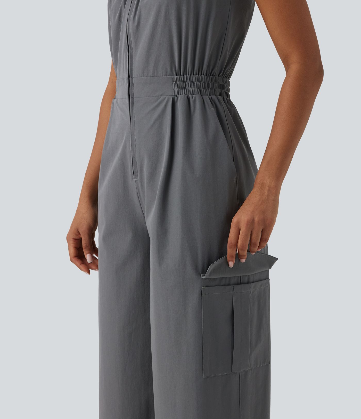 Adjustable Straps Zipper Casual Cargo Overalls with Pockets