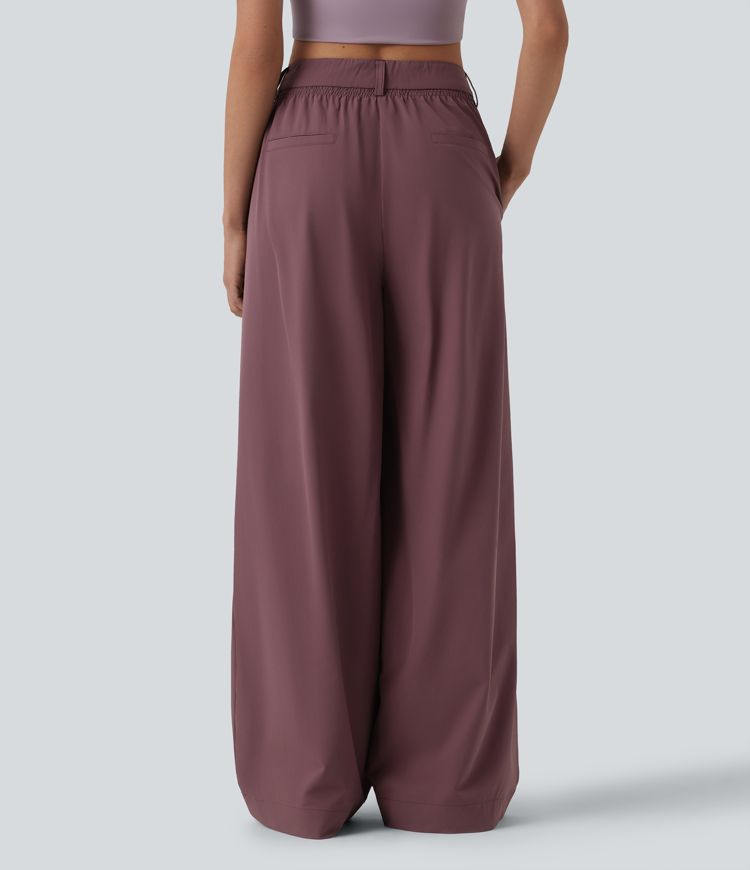 Mid Rise Casual Baggy Pants with Pockets