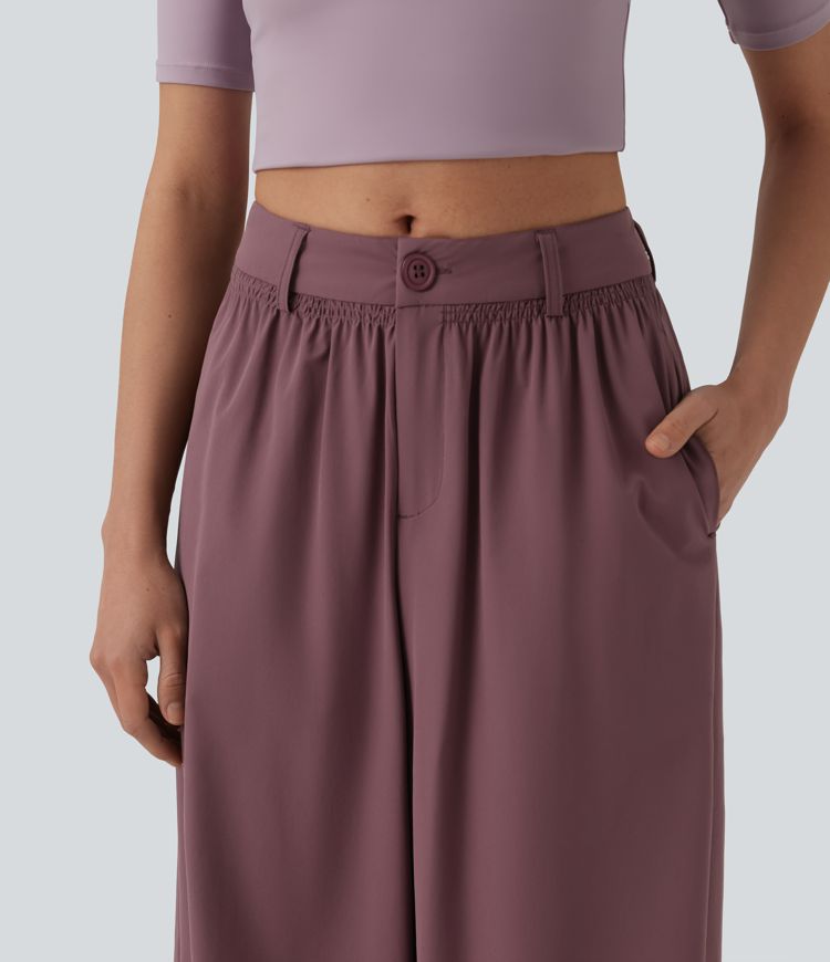 Mid Rise Casual Baggy Pants with Pockets